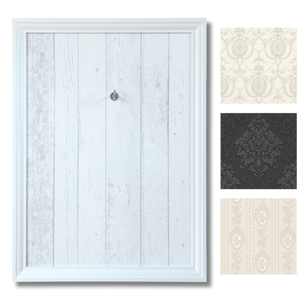 Weißer Bilderrahmen 50x70 cm für Babybauch-Gipsabdrücke, mit Aufhängehaken und verschiedenen Tapetenmotiven zur Auswahl – Rahmen auch in Schwarz verfügbar, individuell für Schwangerschaftsabdrücke zum Aufhängen - Atelier Body - pArts