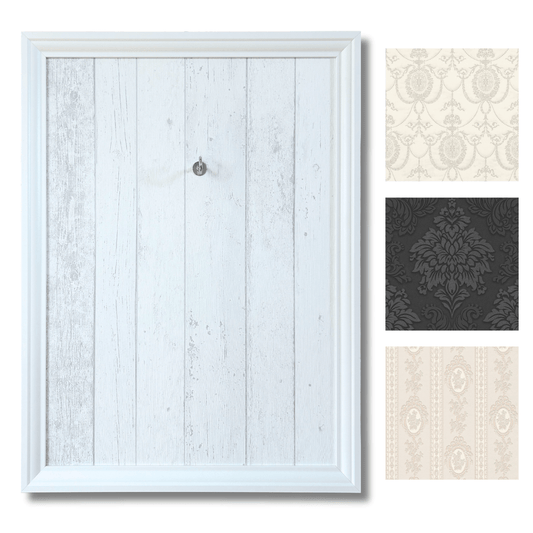 Weißer Bilderrahmen 50x70 cm für Babybauch-Gipsabdrücke, mit Aufhängehaken und verschiedenen Tapetenmotiven zur Auswahl – Rahmen auch in Schwarz verfügbar, individuell für Schwangerschaftsabdrücke zum Aufhängen - Atelier Body - pArts