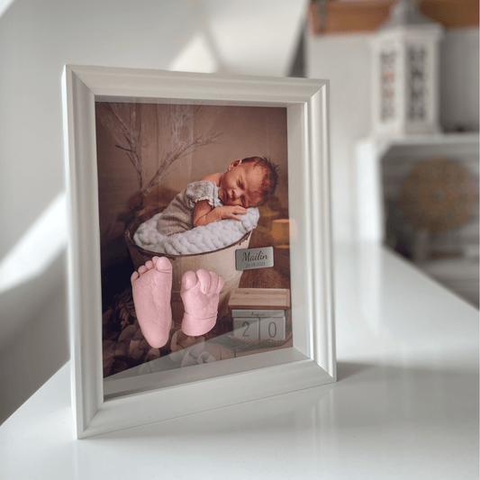 Rahmen für Baby 3D - Abdrücke mit Babyfoto + Gravur - Atelier Body - pArts
