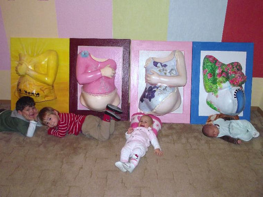 4 ´linge in Form von persoenlich gestalteten Gipsabdruecken - Atelier Body-pArts