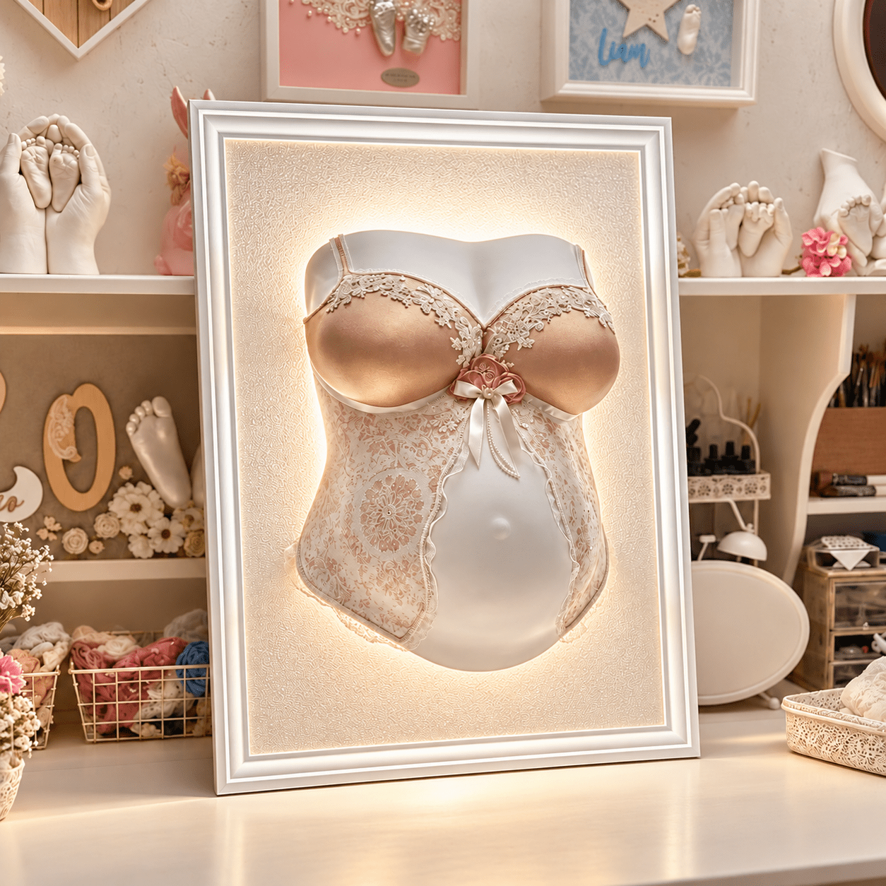 Beleuchtung: Gipsabdruck Babybauch als Lampe – DIY & Montage