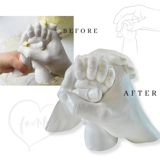 3D Eltern & Baby Handabdruck - Veredelung & Lackierung - Atelier Body-pArts