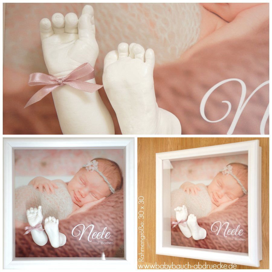 Rahmen für Baby 3D - Abdrücke mit Babyfoto + Gravur - Atelier Body - pArts