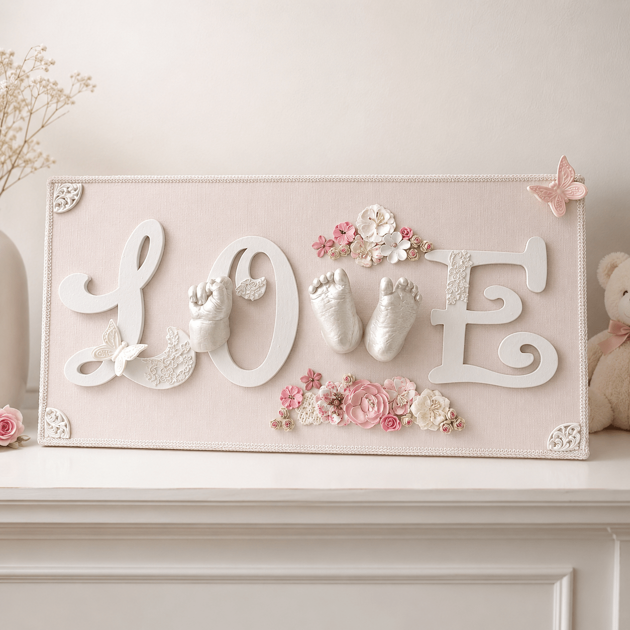 Wandbild "LOVE" für Baby-3D-Abdrücke & individuellem Design - Atelier Body-pArts