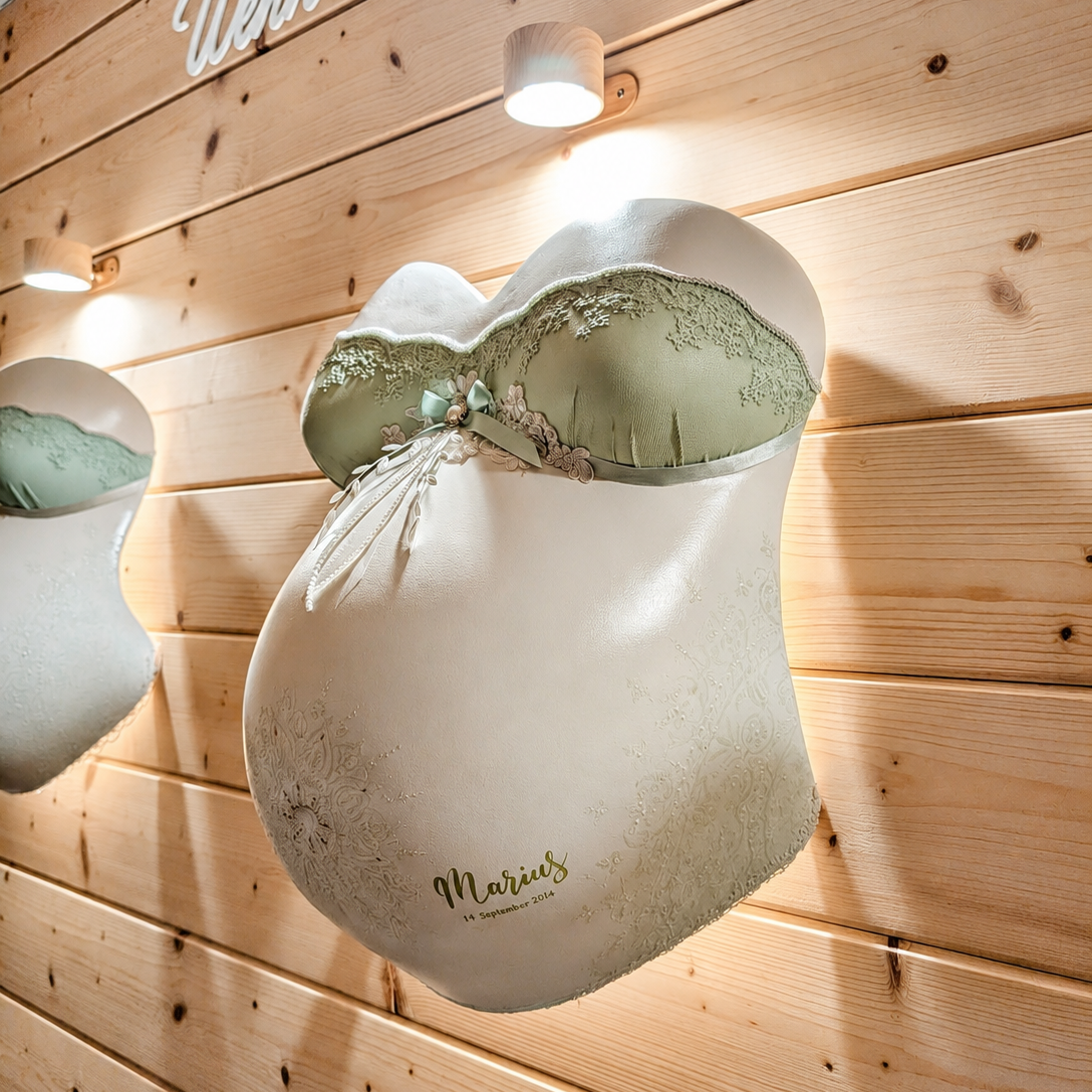 LED-Beleuchtung mit professioneller Montage für Babybauch-Gipsabdrücke
