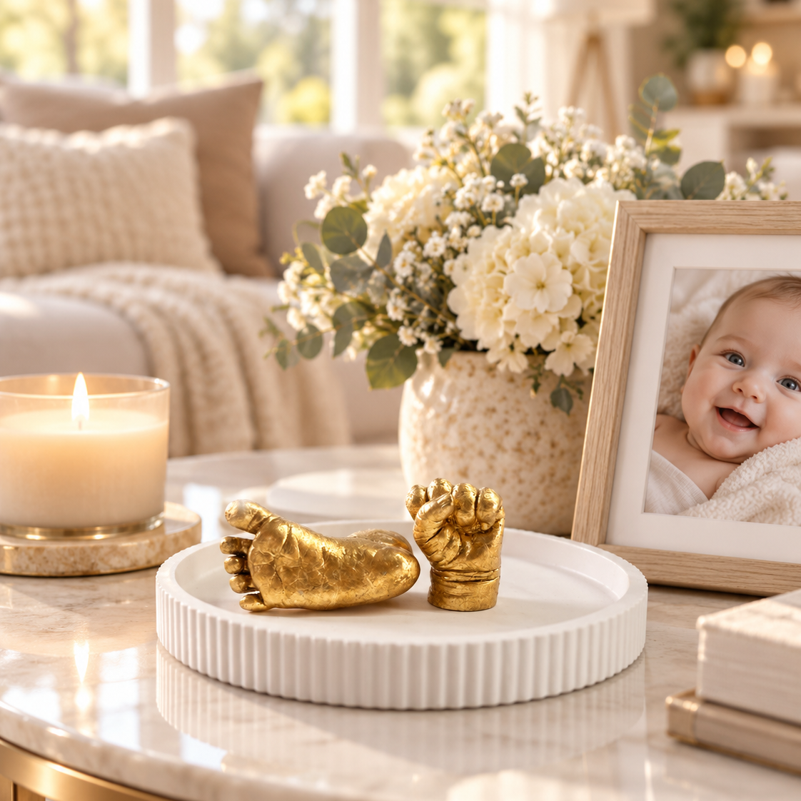 Design-Gipsteller aus Keramikgips für Baby-3D-Abdrücke – handgegossen