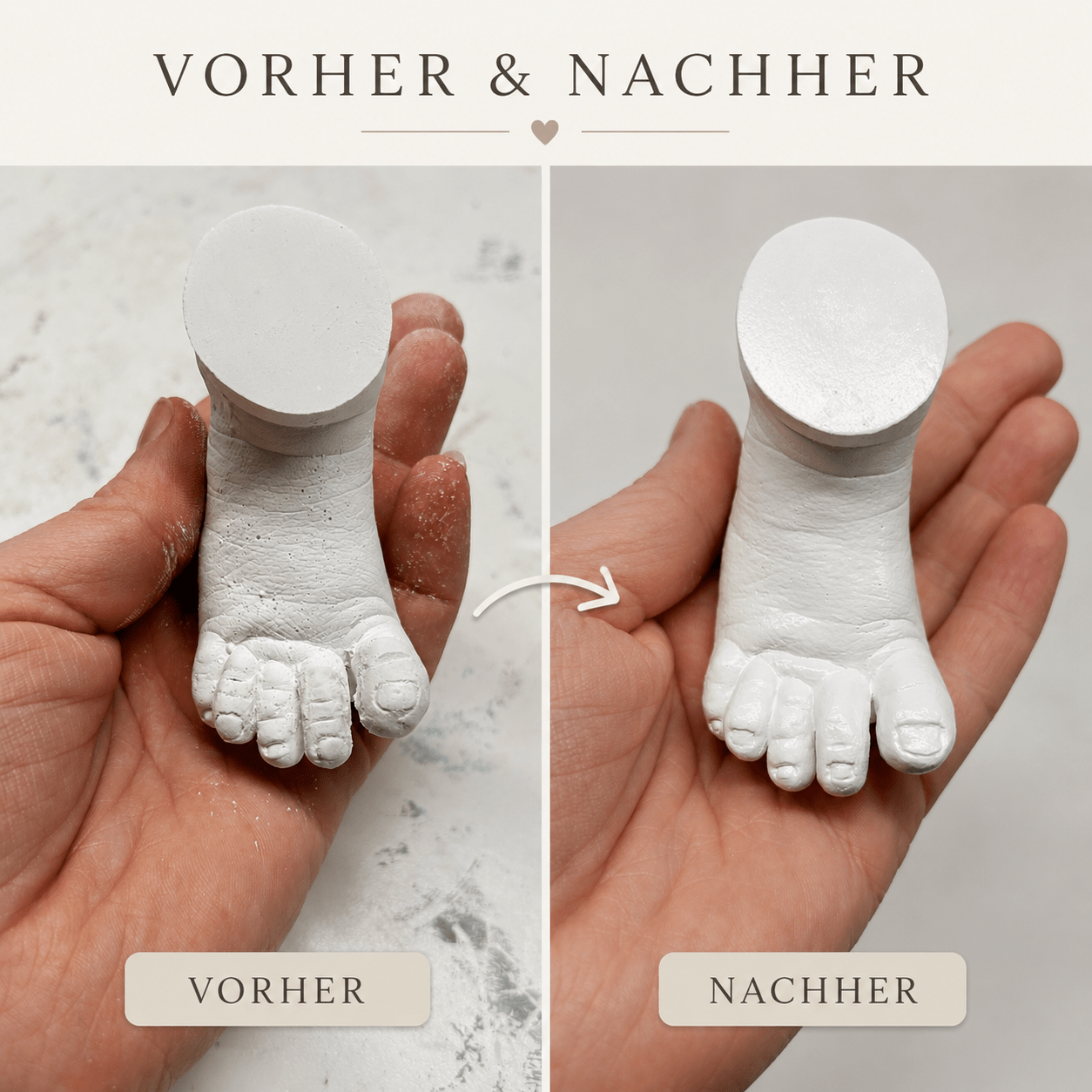 Baby 3D Hand - oder Fußabdruck, Veredelung & Lackierung bis 6 Monate - Atelier Body - pArts