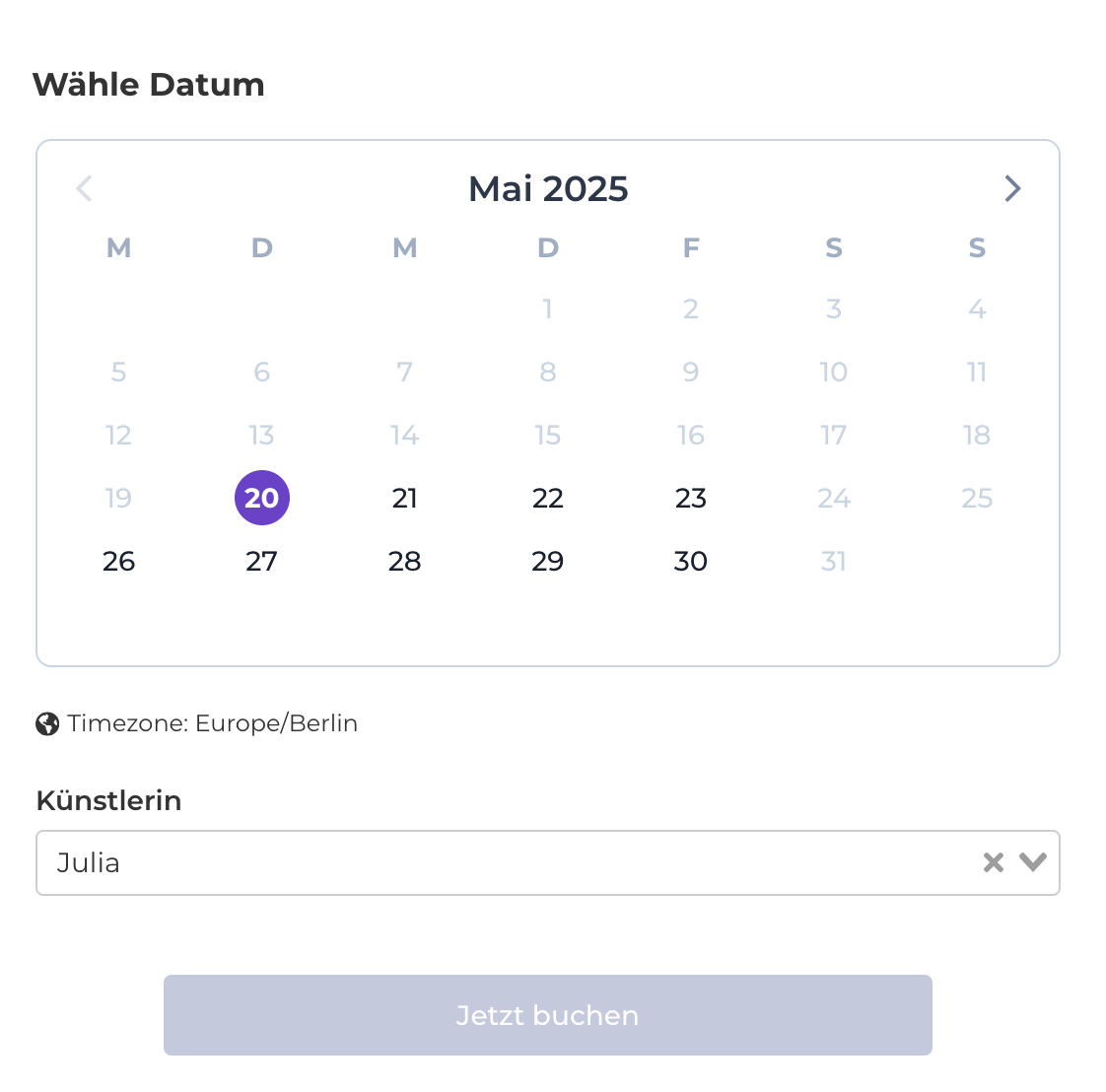 Termin Kalender Beispiel: Gipsabdruck Abformung im Atelier Erfurt online buchen