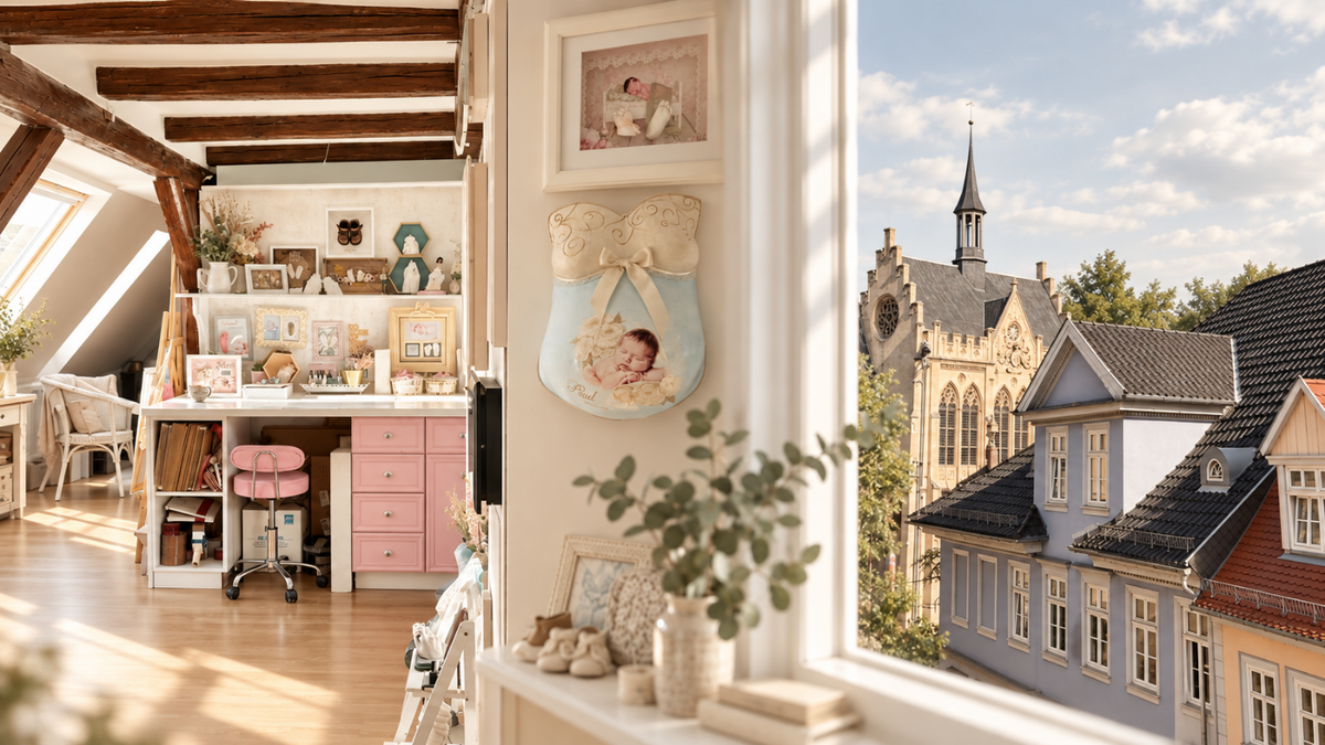 Direkt am Erfurter Fischmarkt in der Altstadt, befindet sich das Atelier für die Reparatur, Abformung, Veredelung & Gestaltung für Gipsabdrücke von Händchen & Füßchen, als auch Babybäuchen der Künstlerin Julia Schulze.