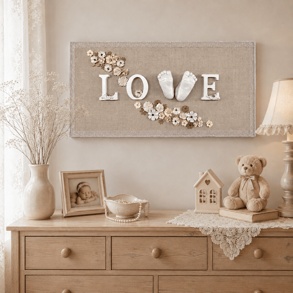 Wandbild "LOVE" für Baby-3D-Abdrücke & individuellem Design - Atelier Body-pArts