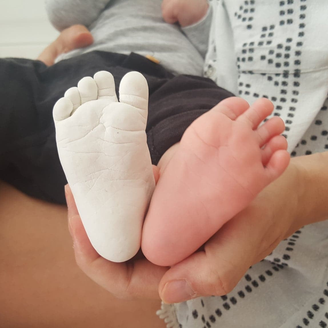 3D Baby Fussabdruck detailgenau mit Alginat und Keramikgips im Erfurter Atelier abgeformt, Termin online buchen