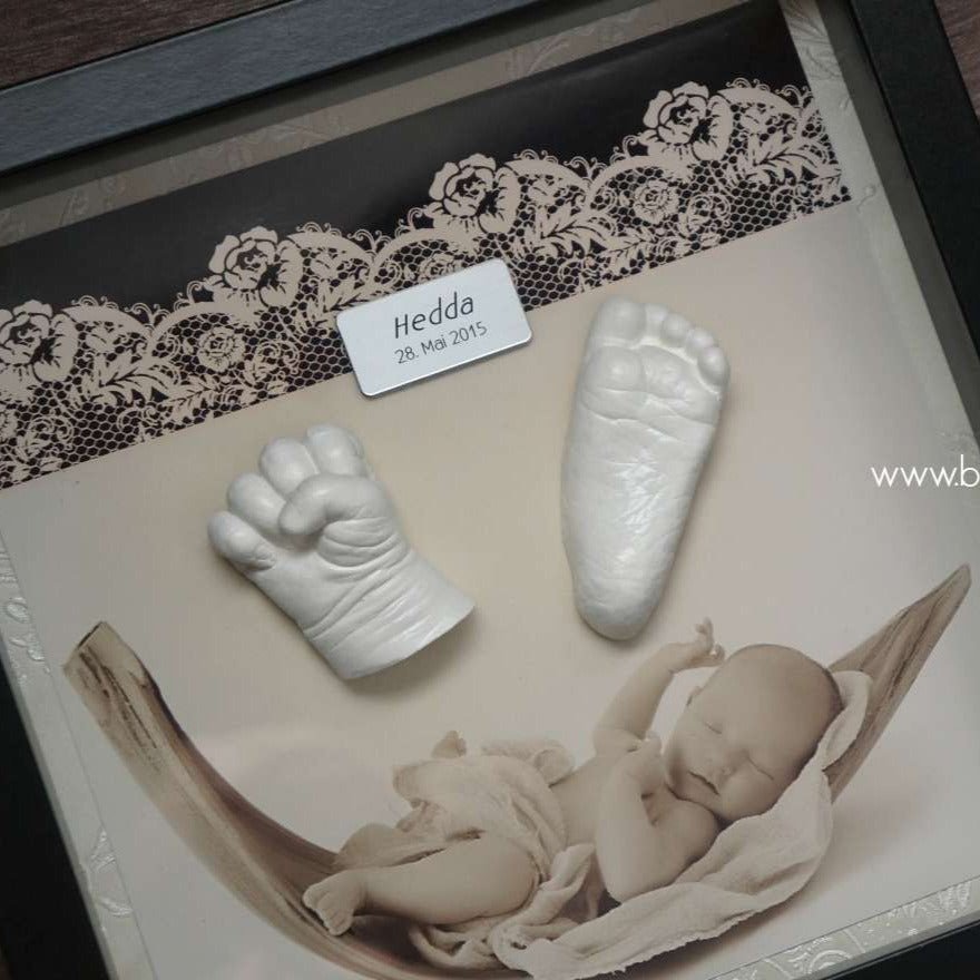 Rahmen für Baby 3D - Abdrücke mit Babyfoto + Gravur - Atelier Body - pArts