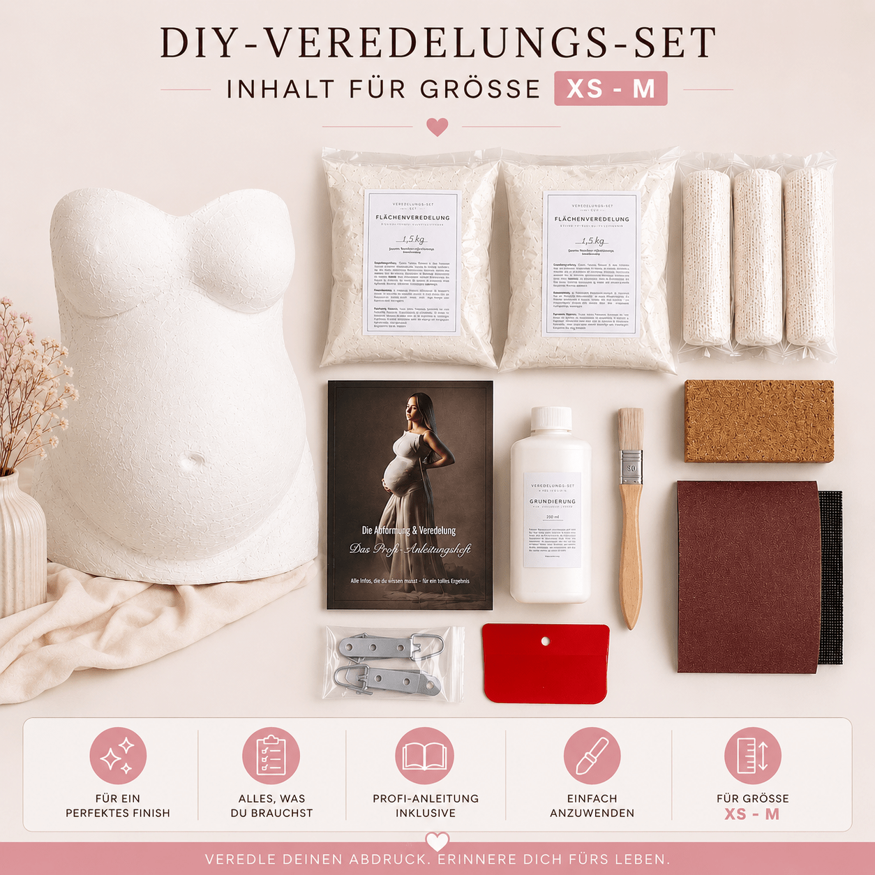 Gipsabdruck Babybauch Veredelungs - & Reparaturset mit Profi - Anleitung - Atelier Body - pArts
