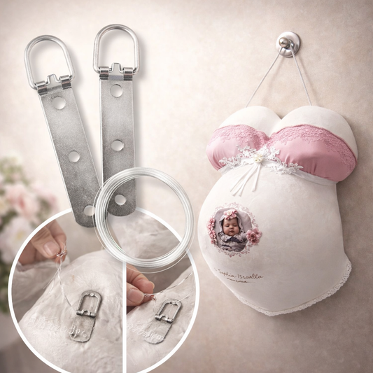 Sichere Aufhängung für Gipsabdruck an der Wand – professionelle Lösung für Babybauch-Erinnerungen.