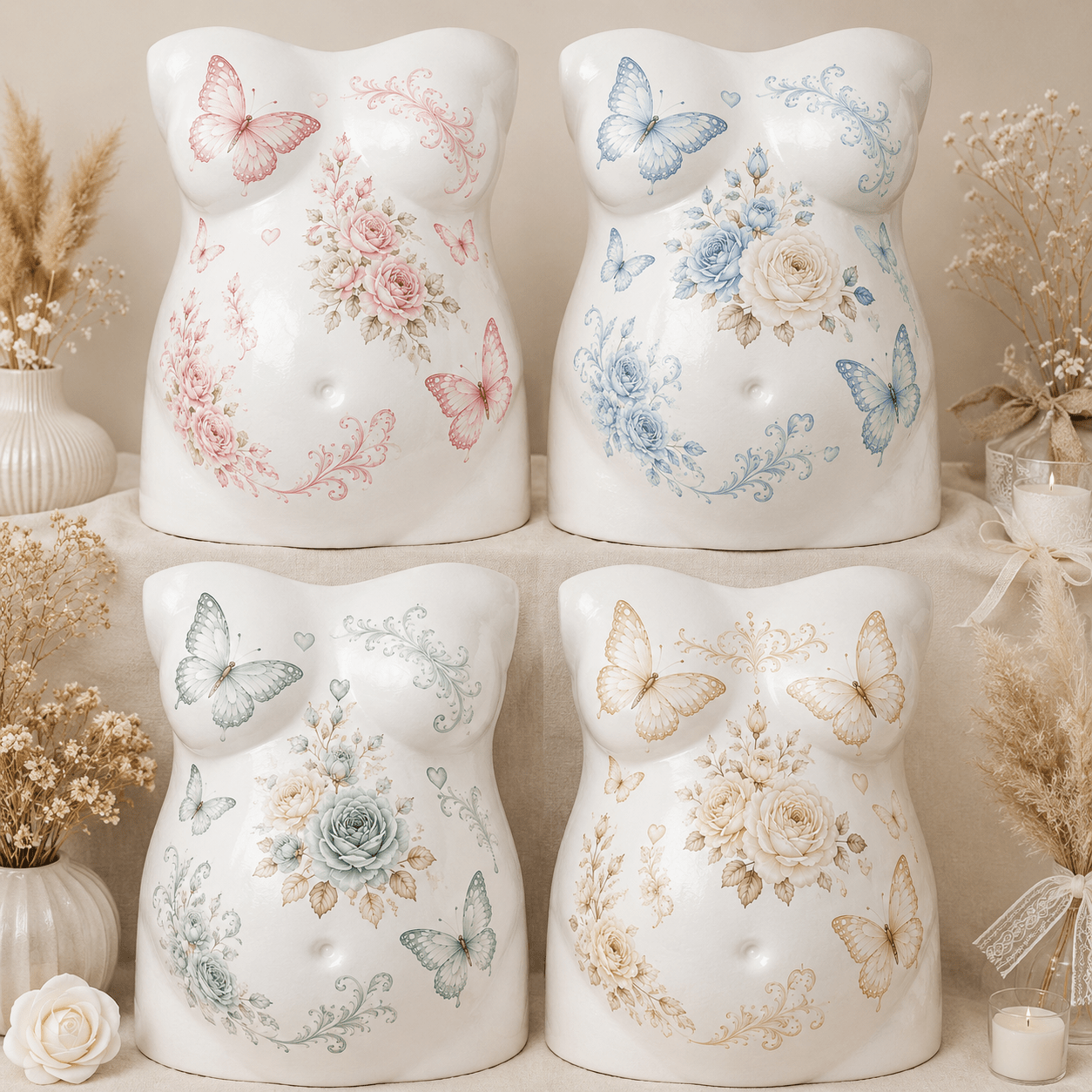 Motivfolie: Roses & Butterflies, div. Farben - DIY Gipsabdruck Design - Atelier Body - pArts
