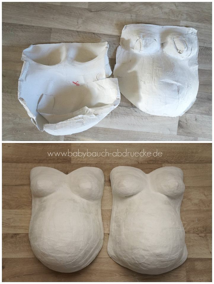 gipsabdruecke gips abdruck kaputt verstarkt stabilisiert aufhaengung modelliert bauchabdruck babybauch