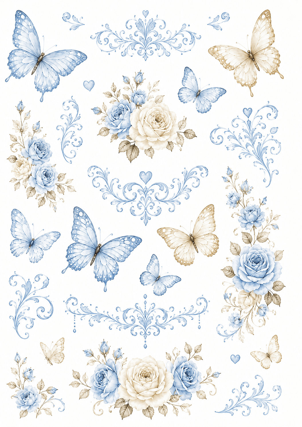 Motivfolie: Roses & Butterflies, div. Farben - DIY Gipsabdruck Design - Atelier Body - pArts
