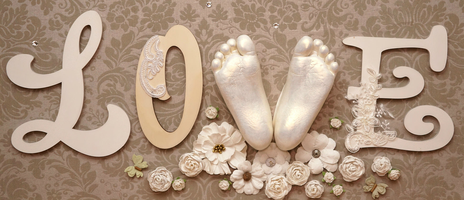 Baby 3D Hand- oder Fußabdruck, Veredelung & Lackierung bis 1 Jahr - Atelier Body-pArts